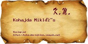 Kohajda Miklós névjegykártya