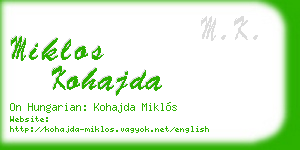 miklos kohajda business card